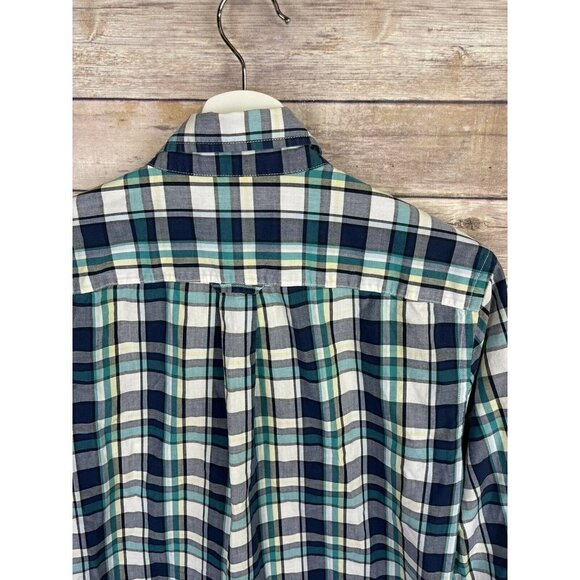 American Eagle Mens Small Athletic Fit Plaid Button Down Shirt Blue White Yellow - Picture 7 of 12